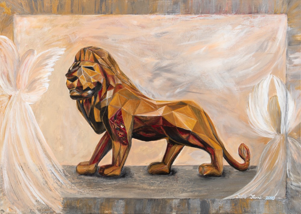 Fanni Mikó - Festmények - THE GOLDEN LION - 2023, ACRYLIC, CANVAS - 50 X 70 - ELADVA