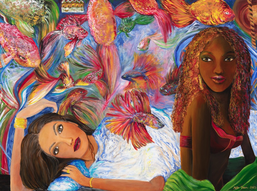 Fanni Mikó - Festmények - NŐK ÉS BETTÁK - 2023, ACRYLIC, CANVAS - 90 X 120