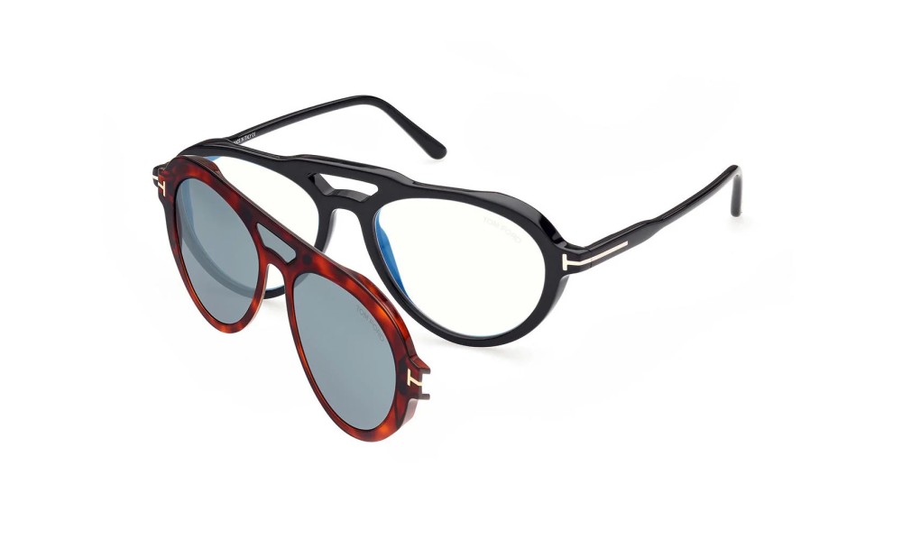 Tom Ford - Optikai keretek - FT5760-B Clip-on - 001 - 55 - KÉK-IBOLYA FÉNYT SZŰRŐ LENCSÉKKEL