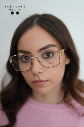 MIU MIU MU 51XV - ​KUI1O1 - ​54 Optikai keretek Fekete, Arany, Havanna Szögletes