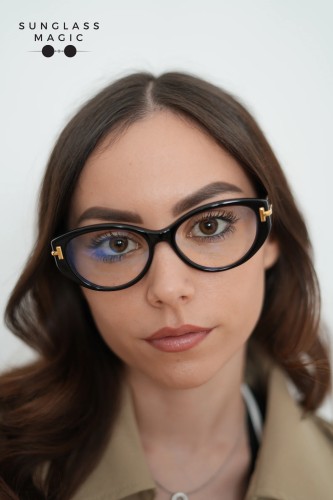 Tom Ford TF6031-B ICON COLLECTION - 001 - 53 - KÉK-IBOLYA FÉNYT SZŰRŐ LENCSÉKKEL Optikai keretek Fekete Cat Eye (Macskaszem)