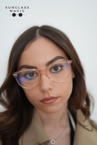 Tom Ford TF5544-B - 072 - 55 - KÉK-IBOLYA FÉNYT SZŰRŐ LENCSÉKKEL Optikai keretek Barna Cat Eye (Macskaszem)