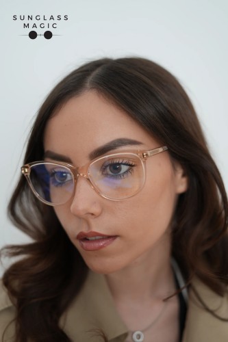 Tom Ford TF5544-B - 072 - 55 - KÉK-IBOLYA FÉNYT SZŰRŐ LENCSÉKKEL Optikai keretek Barna Cat Eye (Macskaszem)