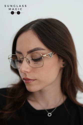 PRADA PR A51V - 14N1O1 - 53 Optikai keretek Halvány arany Szabálytalan