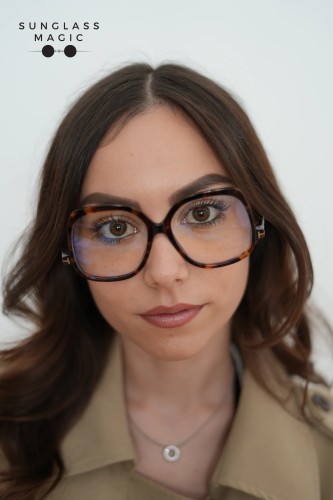 Tom Ford TF5968-B ECO - 052 - 54 - KÉK-IBOLYA FÉNYT SZŰRŐ LENCSÉKKEL Optikai keretek Havanna Szögletes