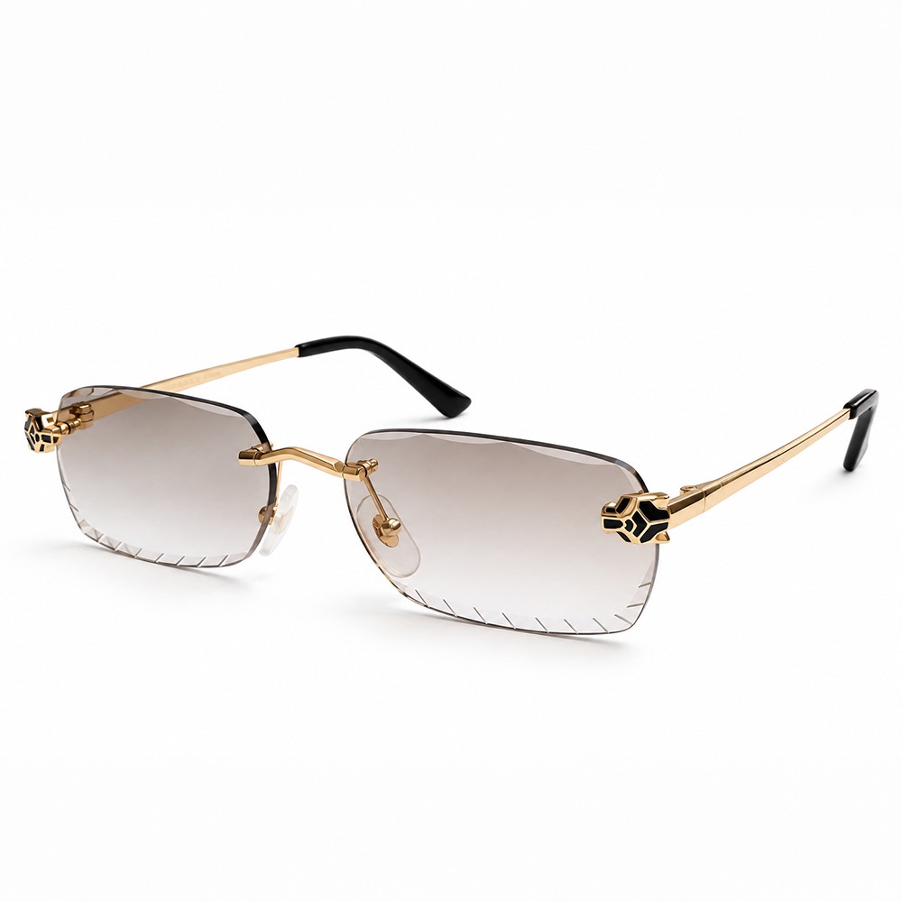 Cartier CT0448O with Diamond-Cut Lenses – Custom-Made - 001 - 54 - FOTOKRÓM LENCSÉKKEL Napszemüvegek Arany Szögletes