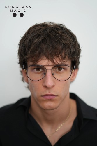 Tom Ford FT5684-B - 001 - 55 - KÉK-IBOLYA FÉNYT SZŰRŐ LENCSÉKKEL Optikai keretek Fényes fekete Pilóta (Aviator)