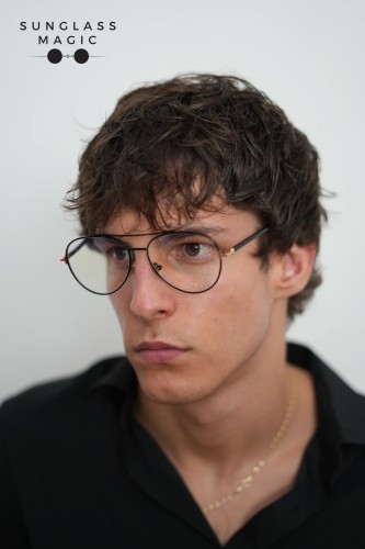 Tom Ford FT5684-B - 001 - 55 - KÉK-IBOLYA FÉNYT SZŰRŐ LENCSÉKKEL Optikai keretek Fényes fekete Pilóta (Aviator)
