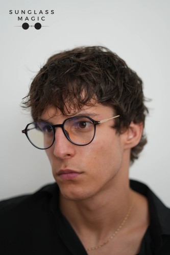 Tom Ford FT5875-B - 020 - 52 - KÉK-IBOLYA FÉNYT SZŰRŐ LENCSÉKKEL Optikai keretek Fényes sötét szürke Kerek